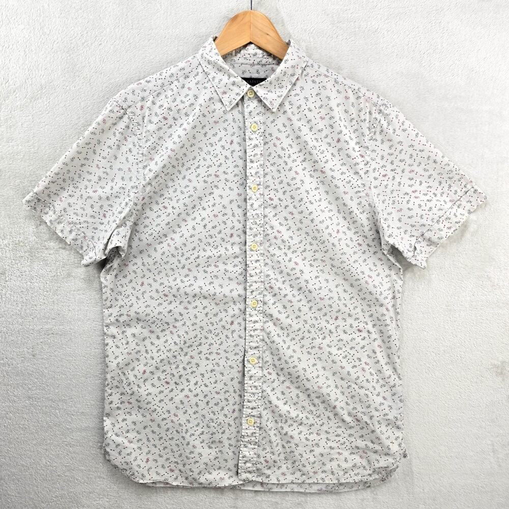 AllSaints Shirt Mens Medium Kawaba Short Sleeve Button Down Floral Ivory